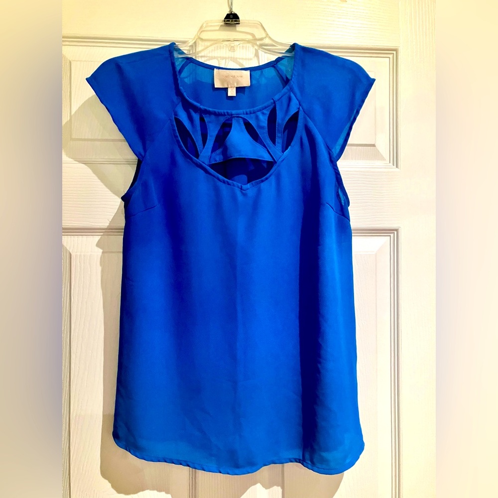 Last call-Blue cut out top by Skies are Blue